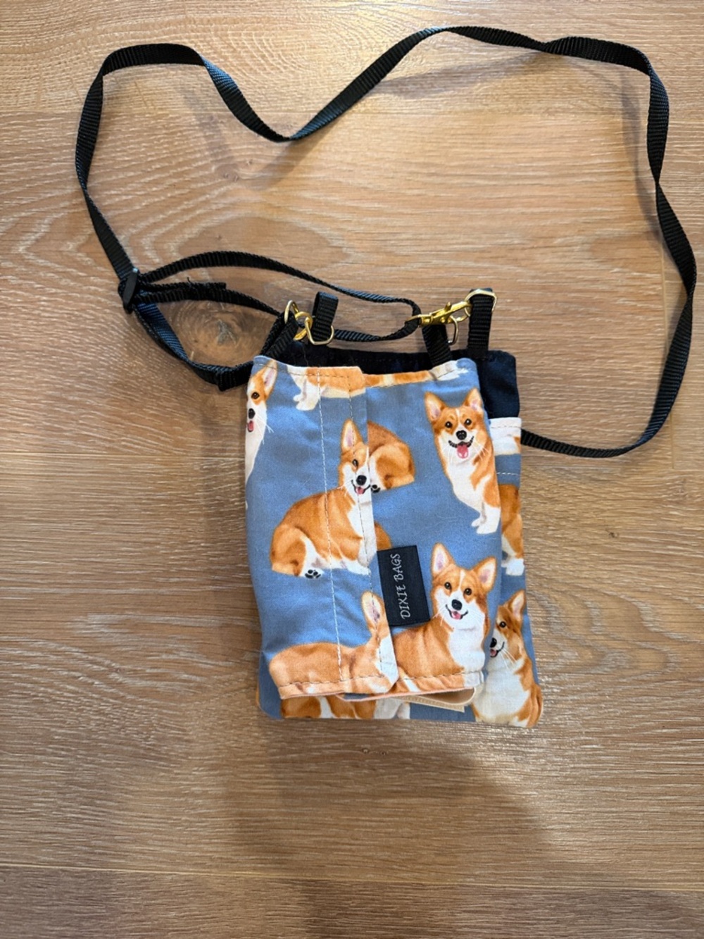 Corgi Print Crossbody Bag in Blue